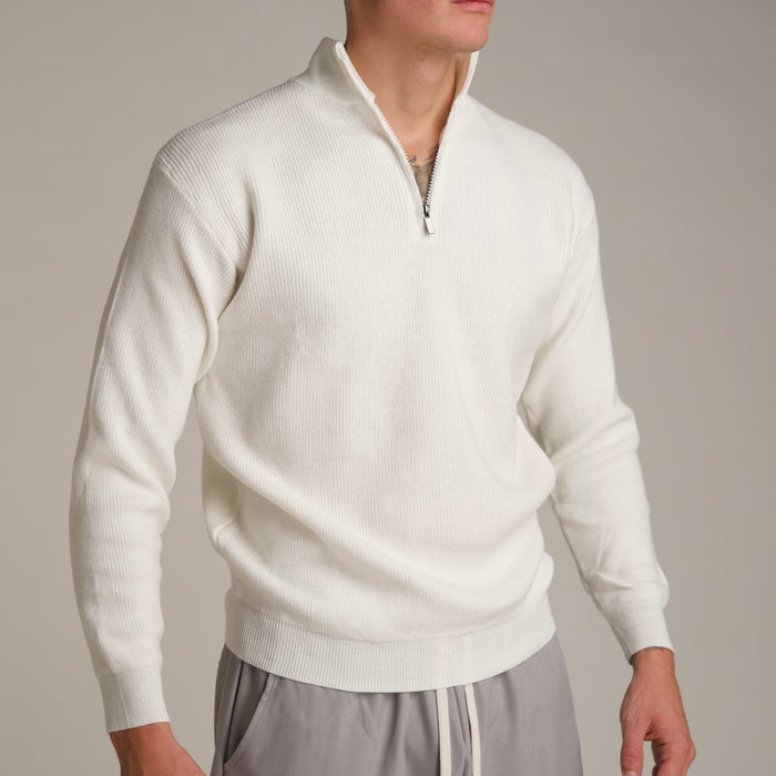 Maglione Zip Bianco